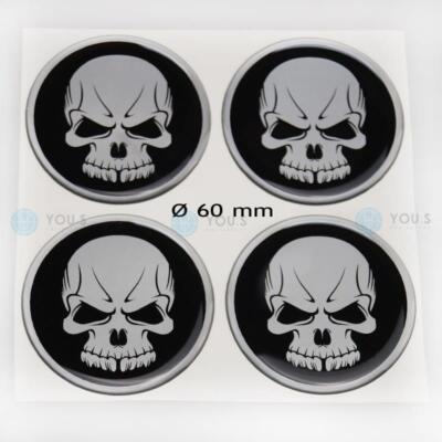 Skull-Silikonaufkleber Für Nabenkappen – 4er Set, 60 Mm, Perfekt Für Motorrad Oder Auto