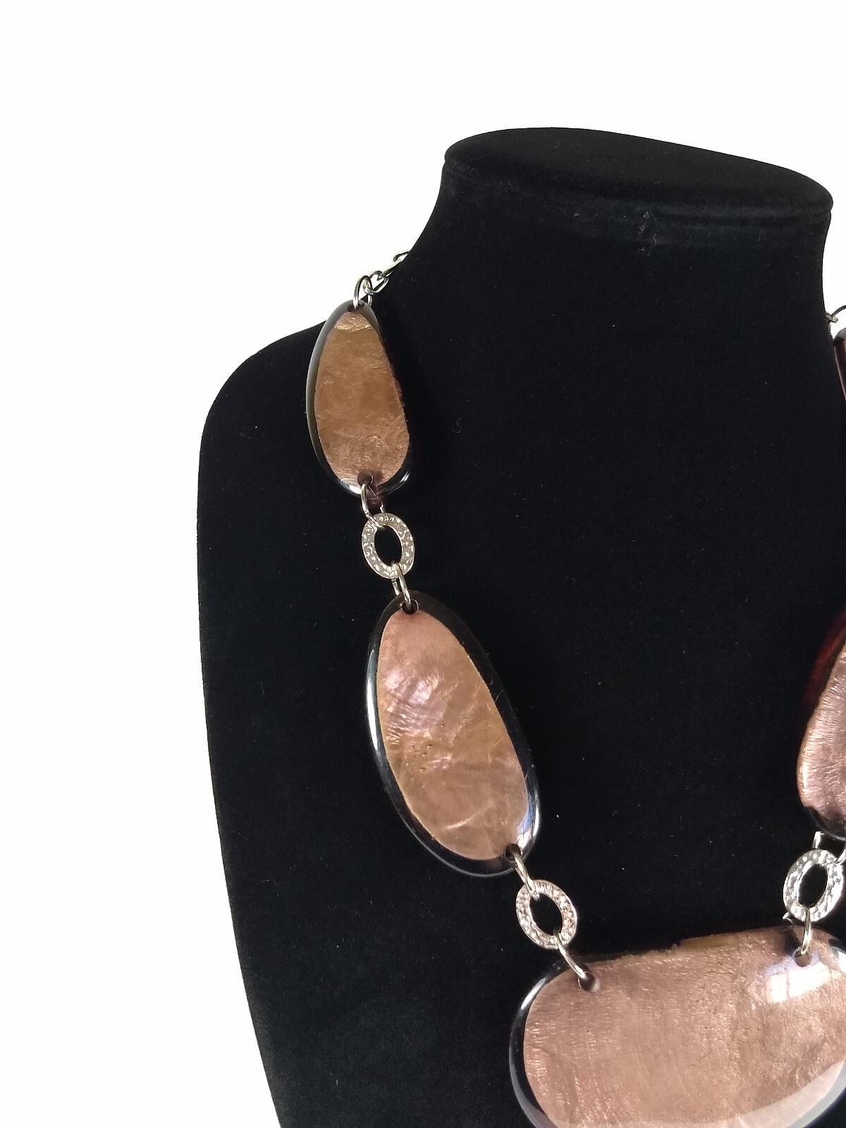 Large Rounded Jointed Statement Flat Bead Silver … - image 2