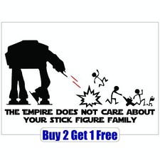 Stick Figure Family Star Wars At-at The Empire Does Not Care- Gogostickers