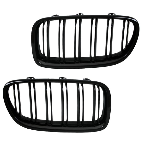 Nieren KüHlergrill FüR BMW F10 F11 F18 Bj. 2010- Schwarz Hochglanz Doppelsteg-image