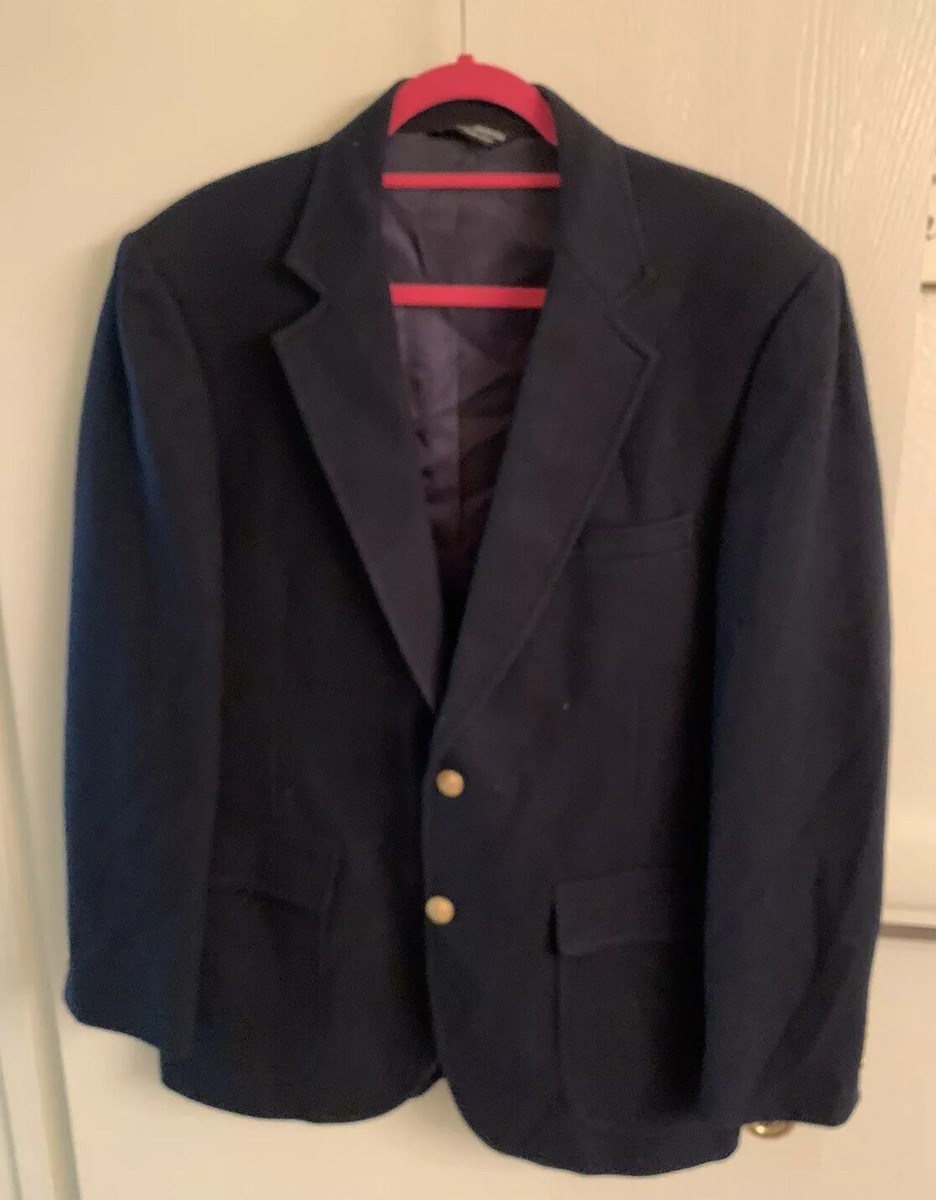 Hardwick Clothes Mens 42R Sport Coat Suit Jacket Blazer Blue Gold Button  Wool