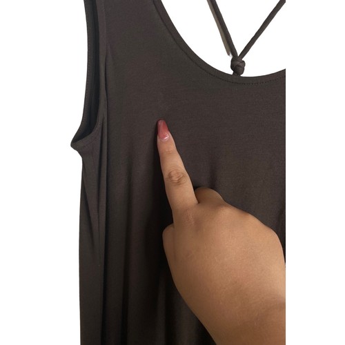 Eileen Fisher Petite size 2/4 brown maxi dress tank back strap - Picture 4 of 10