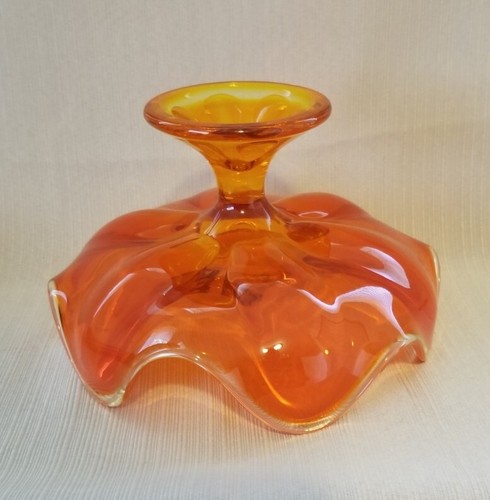 Vintage Amberina Viking Glass Pedestal Compote - Picture 5 of 9