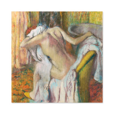 Degas nach dem Bad Frau trocknet sich selbst Gemälde großer Wandkunstdruck quadratisch 24 x 24