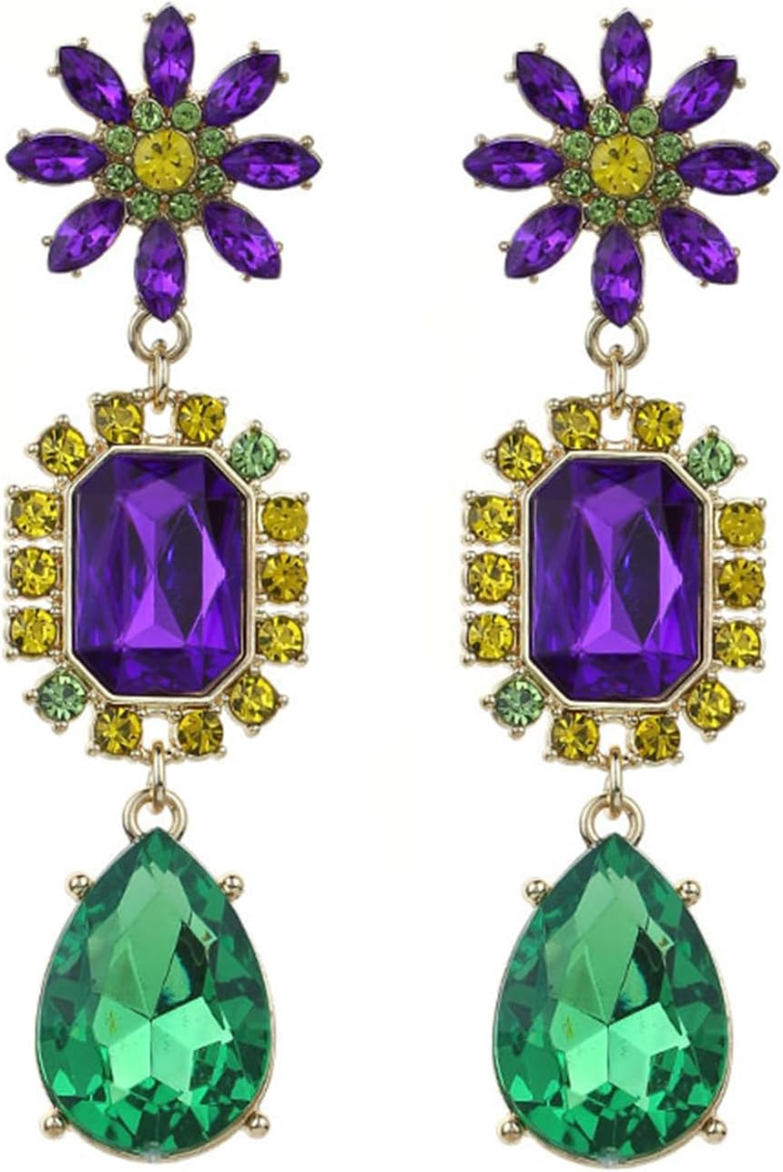 Mardi Gras Earrings for Women Mask Letter MARDI GRAS Crown Carnival Fat Tuesday