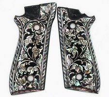 TAURUS PT 92 99 917 EMPUÑADURAS TAMAÑO COMPLETO DECOCKER FLOR NEGRA ARTE PERLA