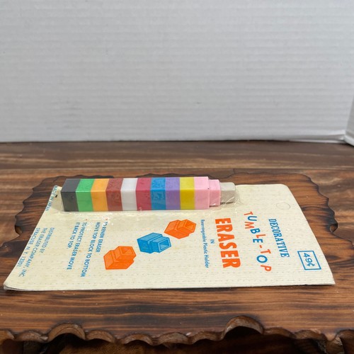 Vintage Decorative Tumble-Top Eraser in Rearrangeable Plastic holder Japan - Picture 3 of 6