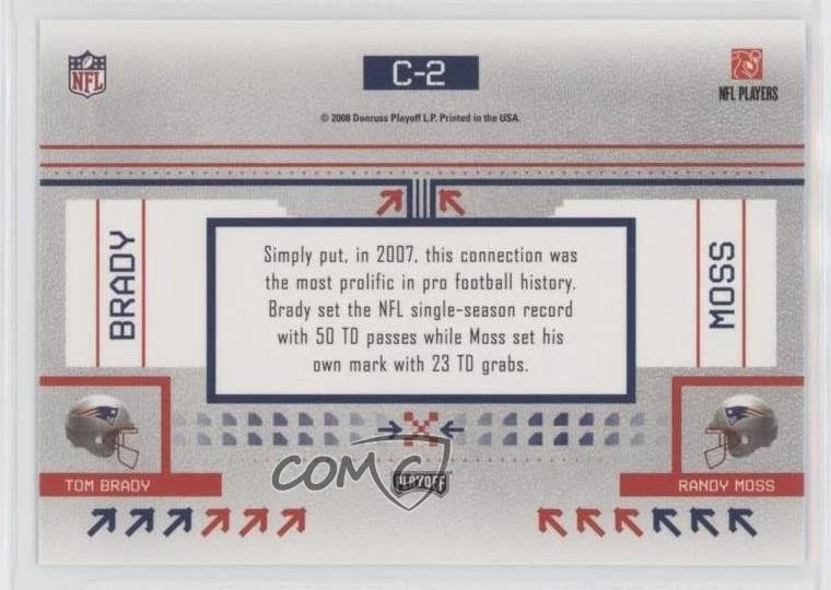 2008 Prestige Connections Randy Moss Tom Brady #C-2 HOF - Image 2 of 2