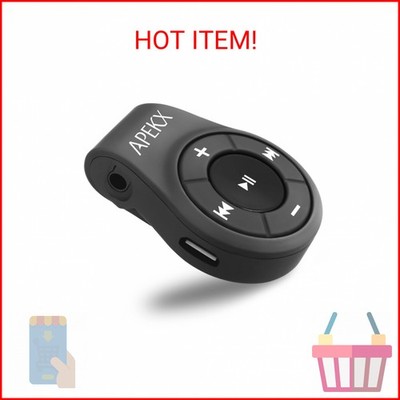 APEKX Clip Bluetooth Audio Adapter for Headphones, Headset, Speaker, Wireless Re