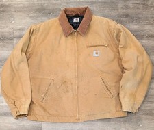 Vintage 90s Carhartt Detroit Jacket J97 Tan Quilt Lined Canvas