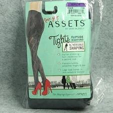 Assets by SPANX Size 5 Black Tights Flipside Diamond Reversible Shaping NEW