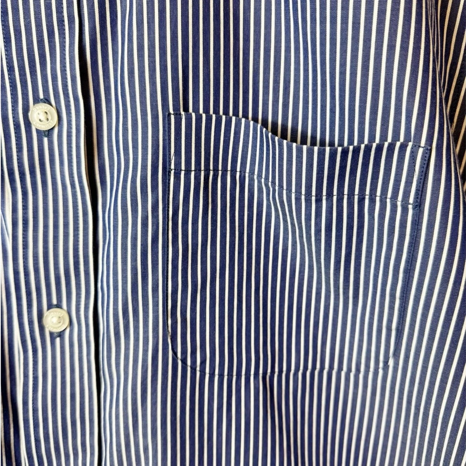 Daniel Cremieux Mens Button Down Striped Shirt Blue White Short Sleeve Large - Image 2 of 4