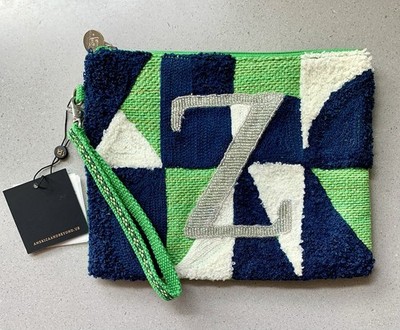 America and Beyond Embellished Zip Top Clutch Bag Beaded ''Z Initial''