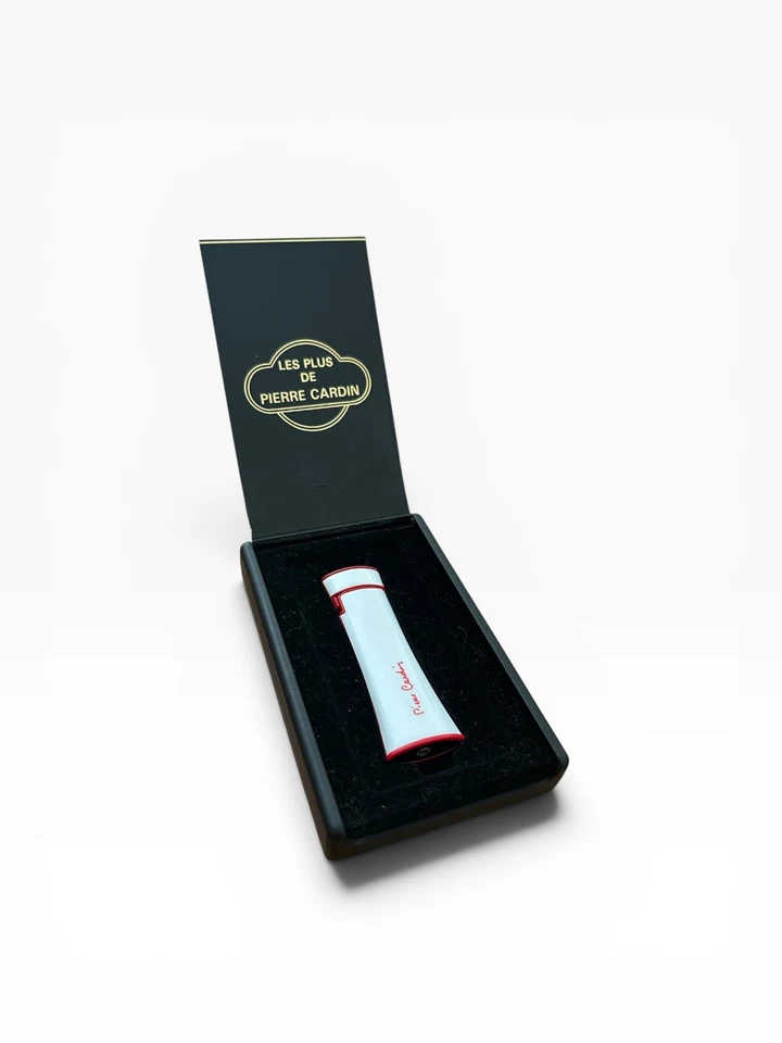 Briquet Vintage Pierre Cardin Blanc Rouge / Vintage Lighter With Box Écrin - Photo 2/4