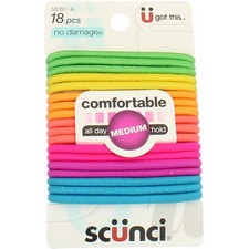 6 Pack Scunci No Damage Medium Hair Ties, 18 Ct