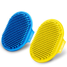 Dog Bath Brush, Dog Shampoo Brush Soothing Massage Rubber Comb with Adjustable R