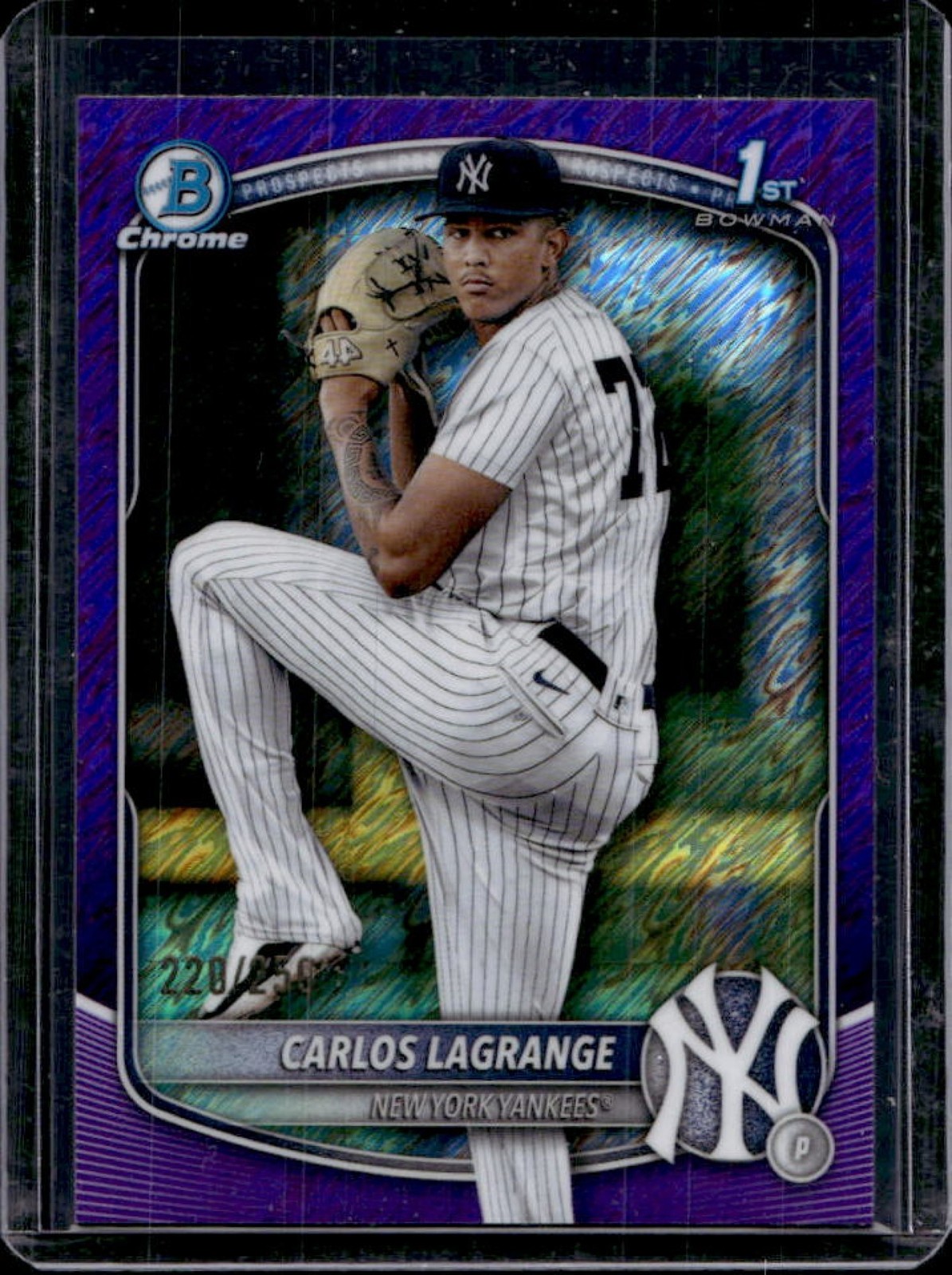 2025 Bowman Chrome Carlos Lagrange Purple Shimmer Refractor 1st #/250 Yankees