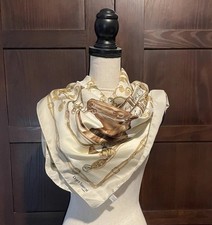 Vintage Roger Laurent Paris  equestrian chain print Scarf