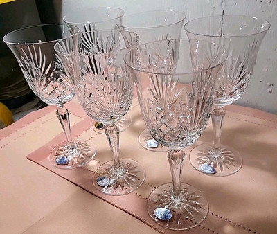 Rogaska Crystal Water Glass Richmond Plain Rim 7 7/8 Inch Tall Slovenia
