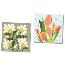 2 Pack Framed Paint by Number for Kids,Easy Flower Painting MT11445 MT11446
