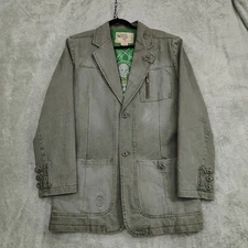 Vtg Mens Caffeine Rave Blazer Jacket Y2K Sz L Military Punk Goth Herringbone