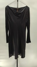 Quince Women 100% Washable Silk Long Sleeve Mini Dress Black Basic Sleeved M