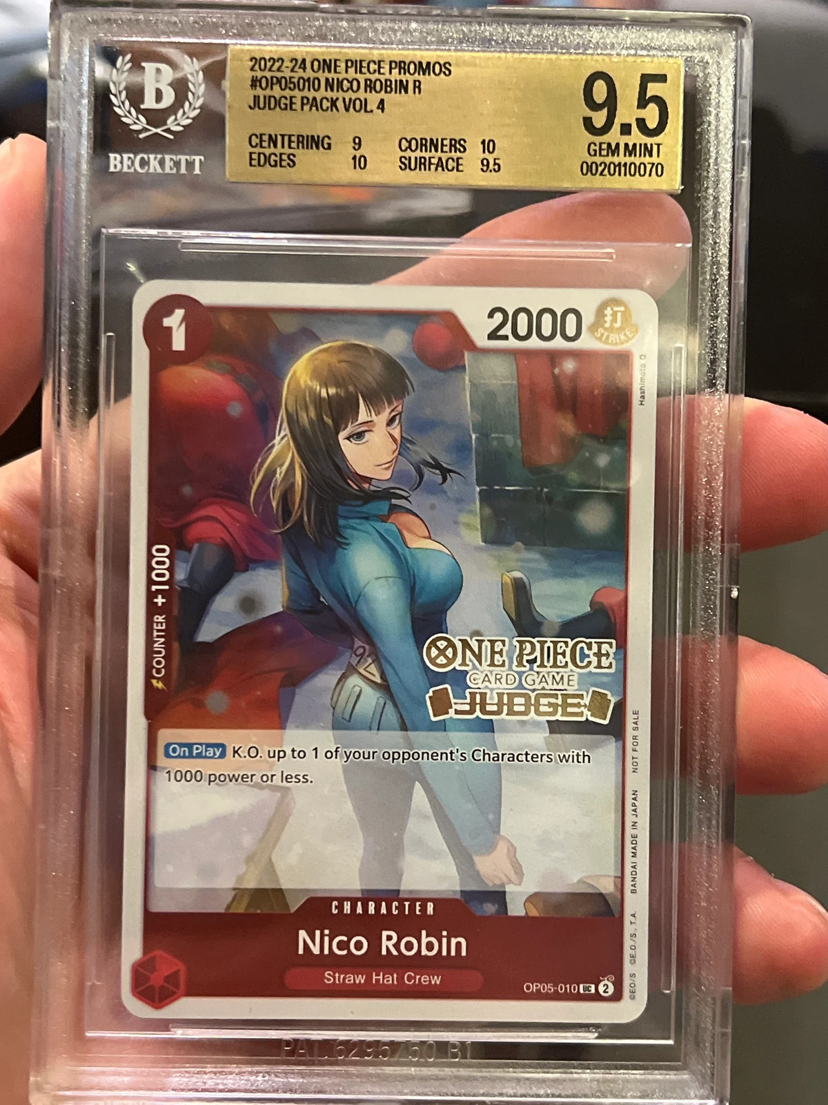 2022 One Piece Card Game Promos Nico Robin R #OP05010 /(Judge BGS 9.5