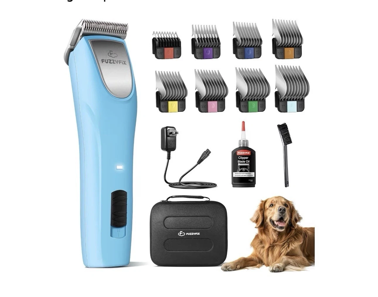 Fuzzyfix Professional Dog Clippers for Grooming - 2 Speed Pet Grooming Kit