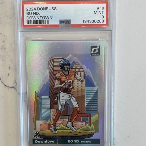 PANINI DONRUSS DOWNTOWN! BO NIX #19 ROOKIE PSA 9 BRONCOS NFL GRAIL HIT