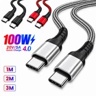 Type C to Type C Cable PD 100W Fast Charger Long Braided Alloy USB-C Lead