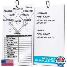 Murray Sporting Goods Coaches Clipboard Double-Sided Dry Erase Baseball Diamond