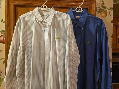 2 ea Acer Computer Men Sales Dress Shirt X-Large Button Down VANHEUSEN 