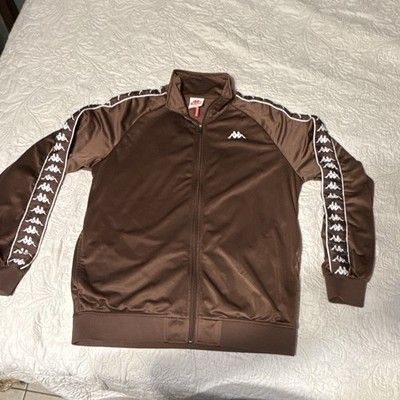 Kappa Men's Brown Full-Zip Track Jacket Logo Tape Athleisure Size XL