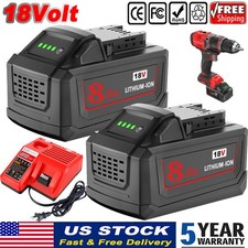 2pack 8AH Battery Charger For Milwaukee 18v Battery for M18 Extended Capacity