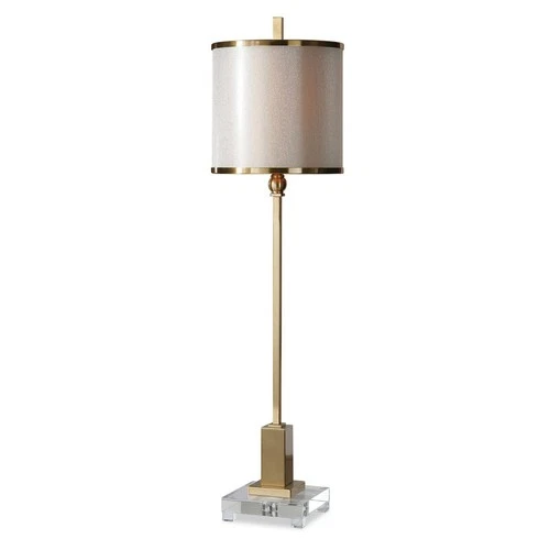 UTTERMOST 29940-1 VILLENA BRUSHED BRASS PLATED METAL CRYSTAL FOOT BUFFET LAMP - Picture 1 of 4