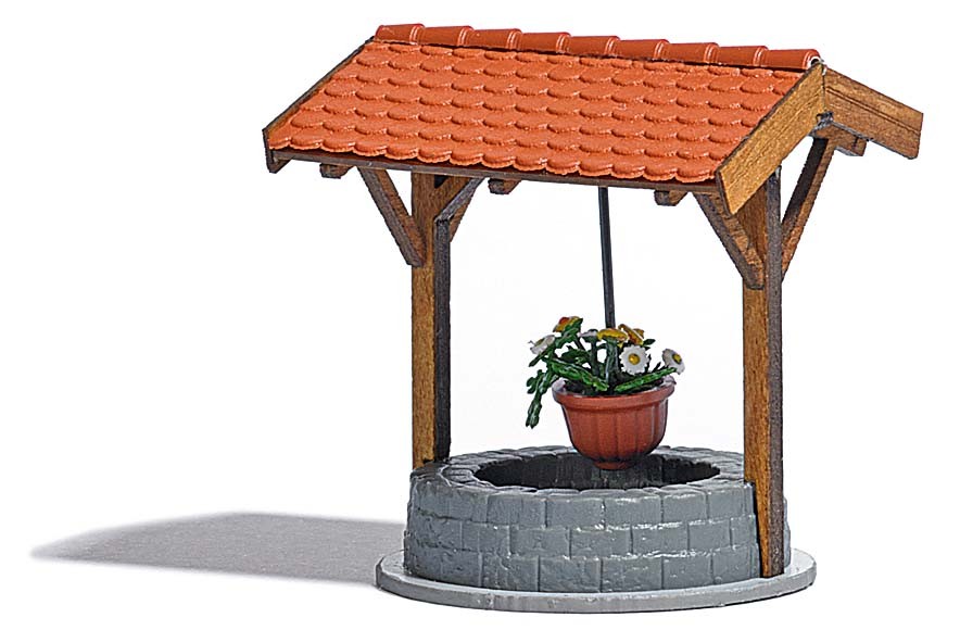 Busch 1524 - 1/87 / H0 Fountain With Flower Pot - New