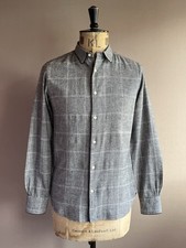 Camicia Officine Generale Uomo Taglia M Grigio Finestra Quadri Cotone Lino Portogallo