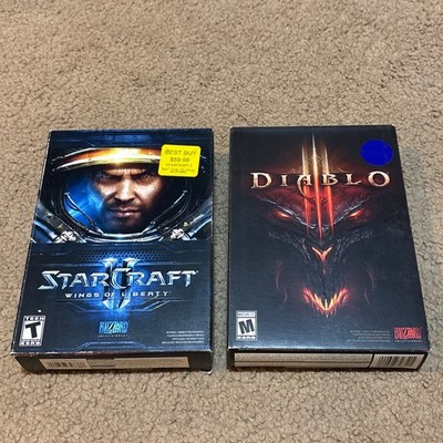 Starcraft 2 Wings of Liberty & Diablo 3 PC Games Big Boxes Manuals Inserts Lot
