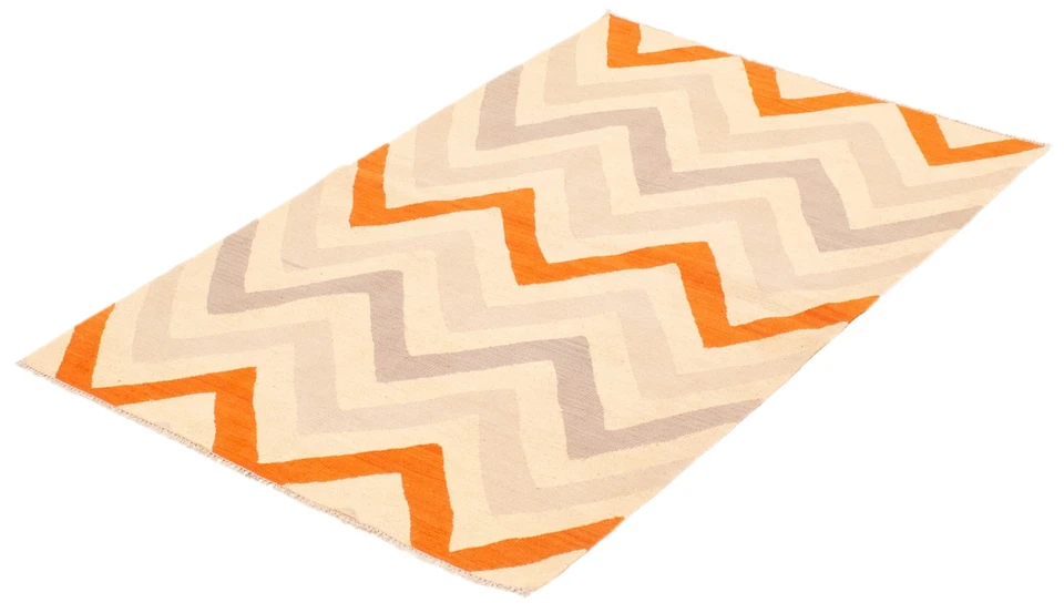 Traditional Vintage Hand Woven Oriental Carpet 4'2" x 6'0" Wool Kilim Area Rug - Image 4 of 4