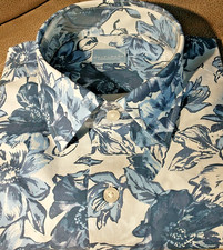NWT CULTURATA men's Size L Short Sleeve Button Down Shirt Stunning Floral Arts p