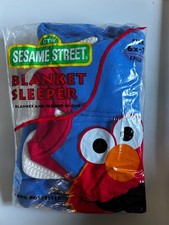 VTG Sesame Street Blue Polyester Blanket Sleeper Child Sz 6X-7