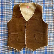 VTG 70s LEVI'S USA Mens Large Brown Cotton Corduroy Sherpa Fleece Lined Vest