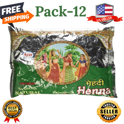 Ayur Rajasthani Henna (Mehndhi) Powder, (150gm X Pack of 12)