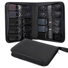 Portable Zippered Key Case,Car Holder Leather Compact, Black