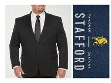 Stafford Coolmax Black Blazer Suit Jacket All Season Wool Blend 52R Big  Tall