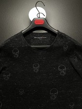 John Varvatos Star U.S.A. Mens T Shirt - 100 Linen - JV Skulls - Black - Vtg