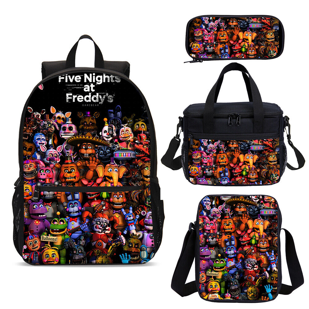 7pcs Kids Five Nights At Freddy's Double Sided Backpack set