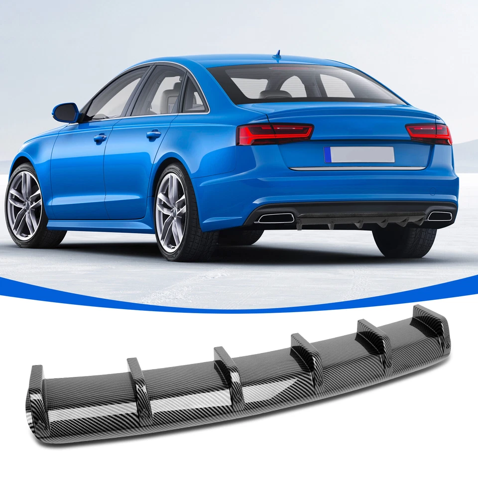 For Toyota Corolla Rear Diffuser 6 Fin Bumper Lip Splitter Spoiler Carbon Fiber - Image 4 of 4
