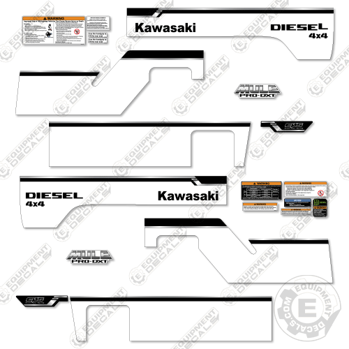 Fits Kawasaki Mule Pro DXT Diesel Decal Kit 4x4 - White Version