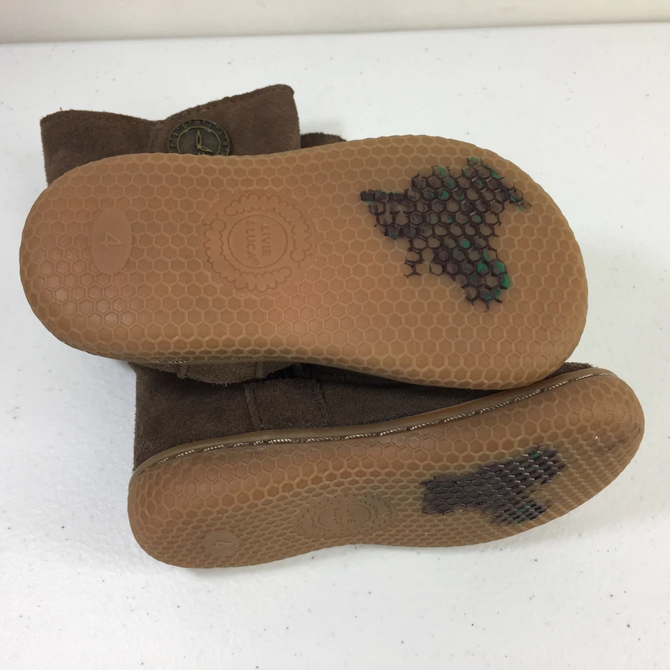 New Livie Luca girls 4 Boot Marchita Tiempo Taupe Brown Leather Ruched toddlers - Image 4 of 4